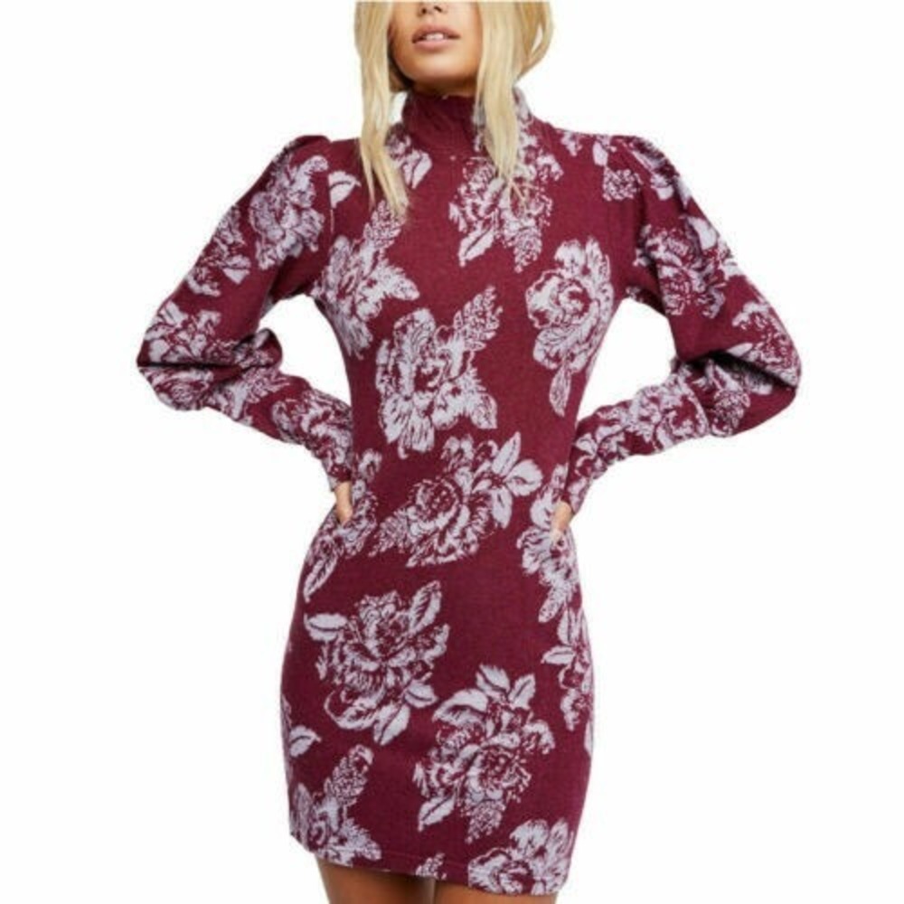 FREE PEOPLE Plum Purple Farrah Wool Blend Sweater Dress Small NWT